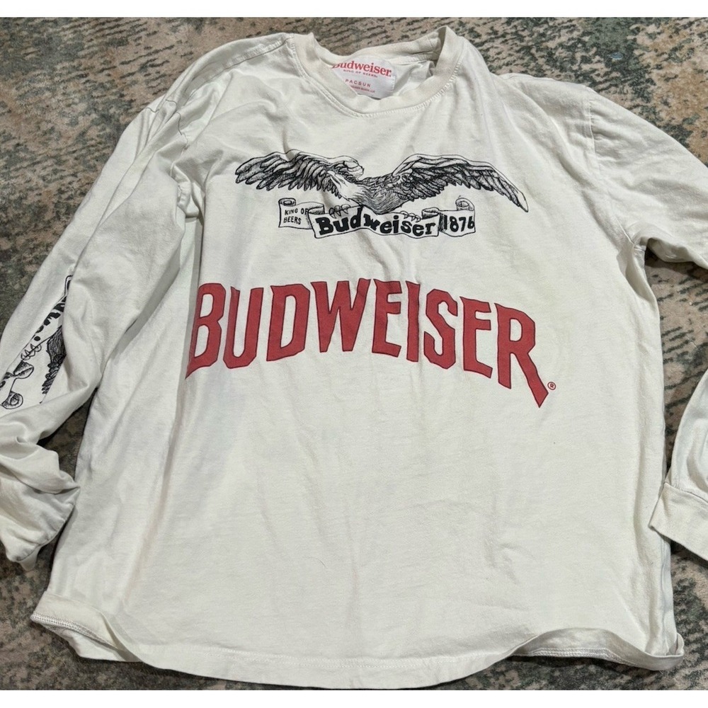 Pacsun licensed Budweiser "King of Beers" 1876 Eagle Long Sleeve T-Shirt Large